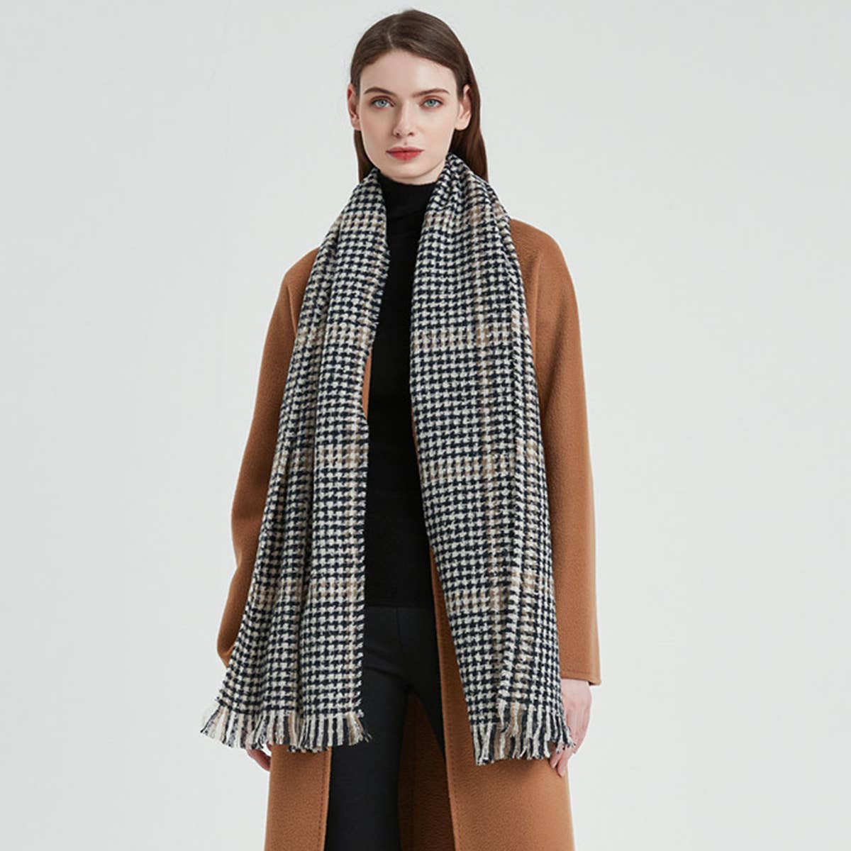 RETRO PLAID HOUNDSTOOTH WARM SCARF_CWASC0146