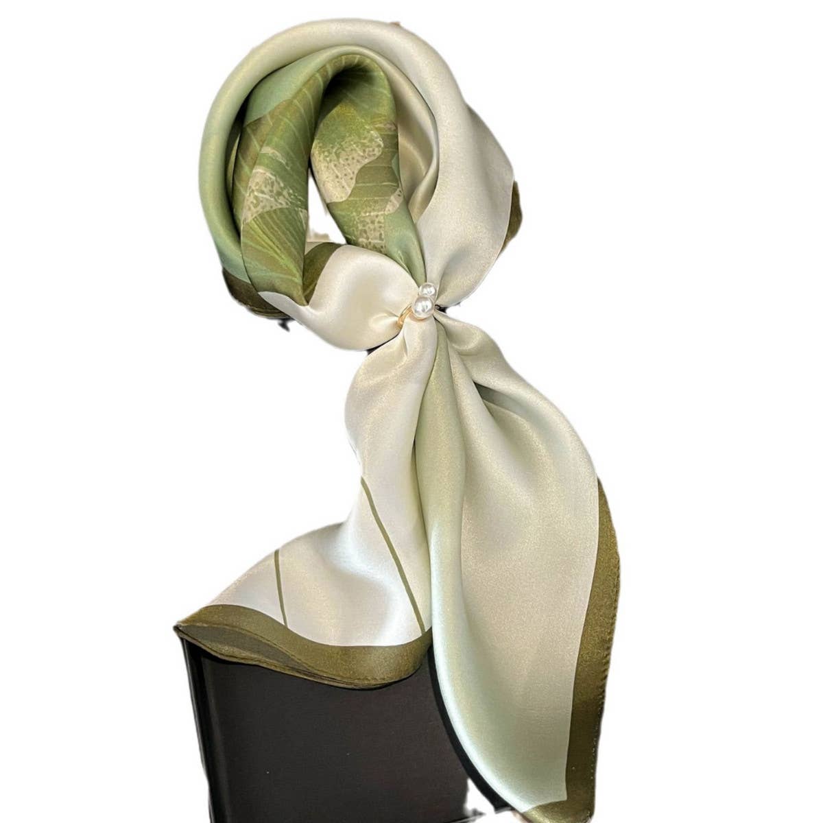 100% Silk Flower Scarf ??Elegant Lotus Print Shawl_CWASC0541