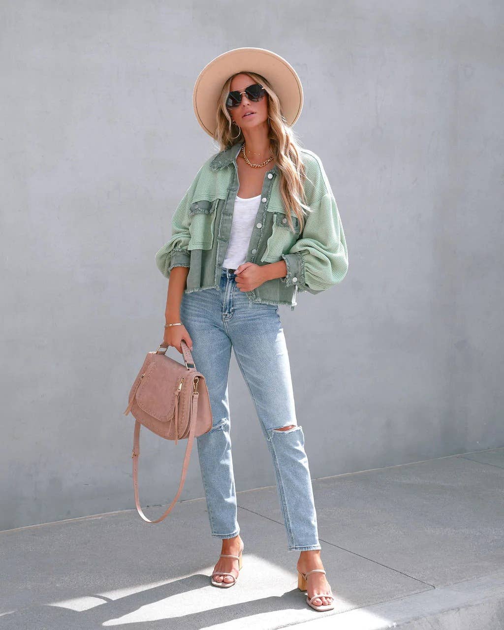 Waffle patchwork short washable coat