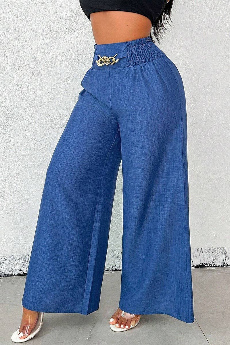 CWBLP1887_VINTAGE HIGH WAIST ELASTICATED WIDE LEG TROUSERS