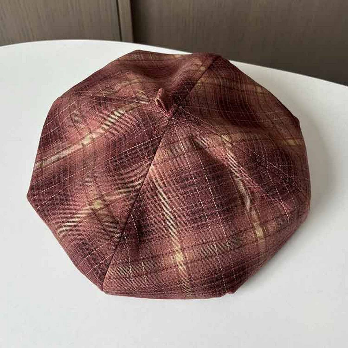 VINTAGE BRUSHED COTTON CHECK BERET_CWAB2910