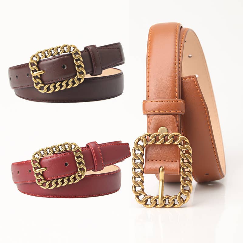 Retro chain buckle trendy women's belt
