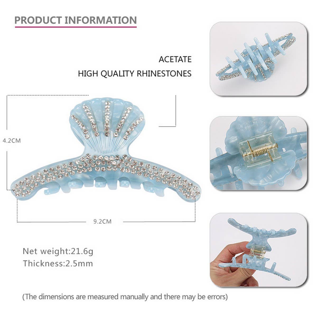 ACETATE SHELL DIAMOND GRAB CLIP SHARK CLIP_CWAHA4420