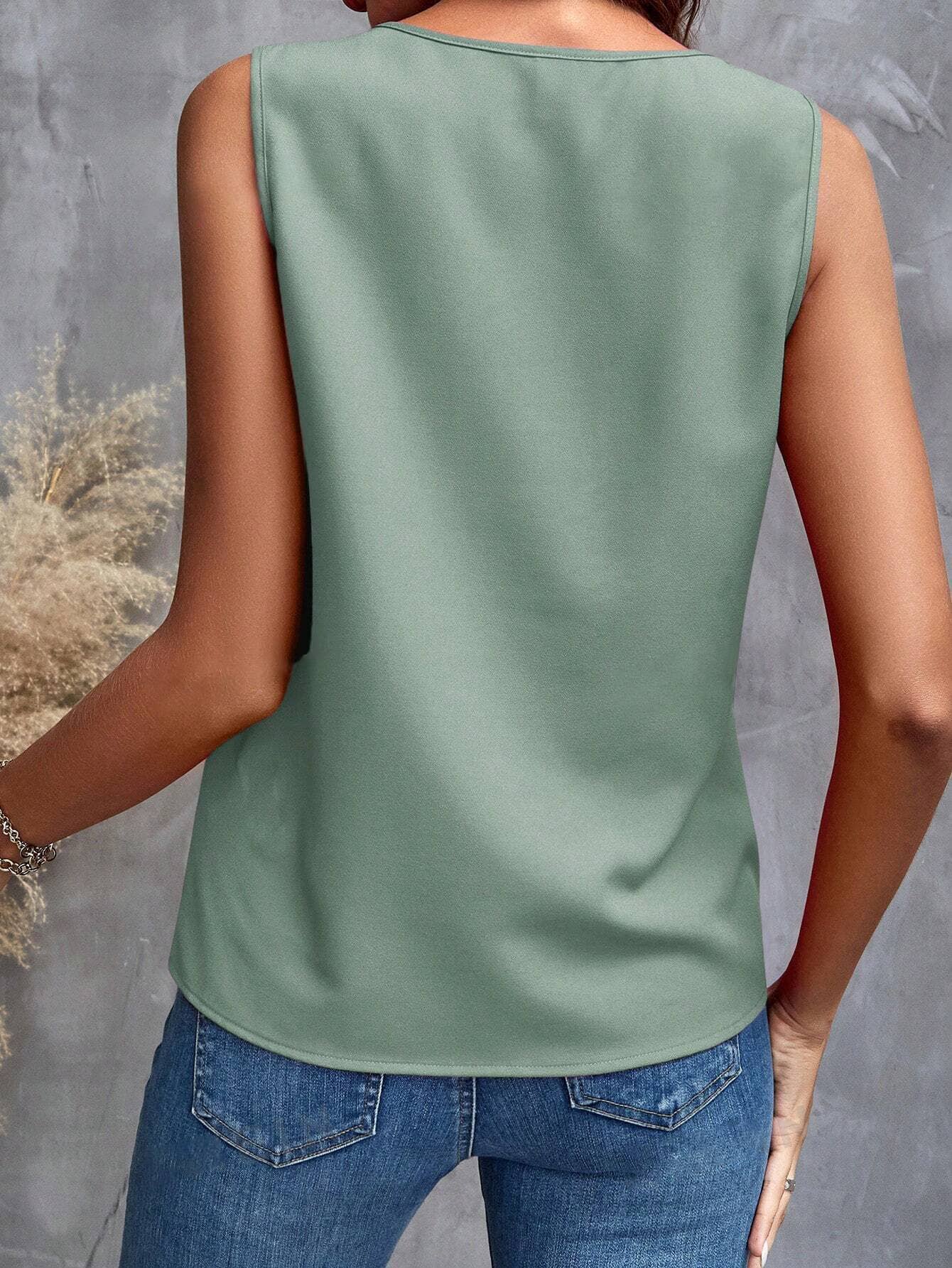V-neck ruffled fresh sweet sleeveless top