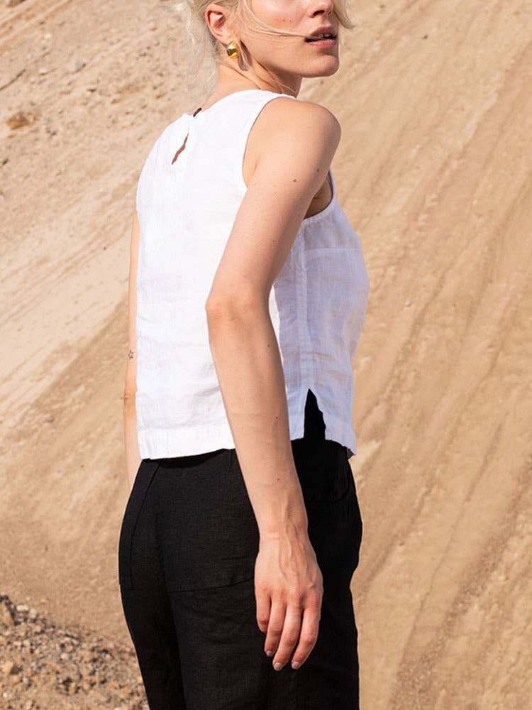 LINEN SLEEVELESS WAISTCOAT