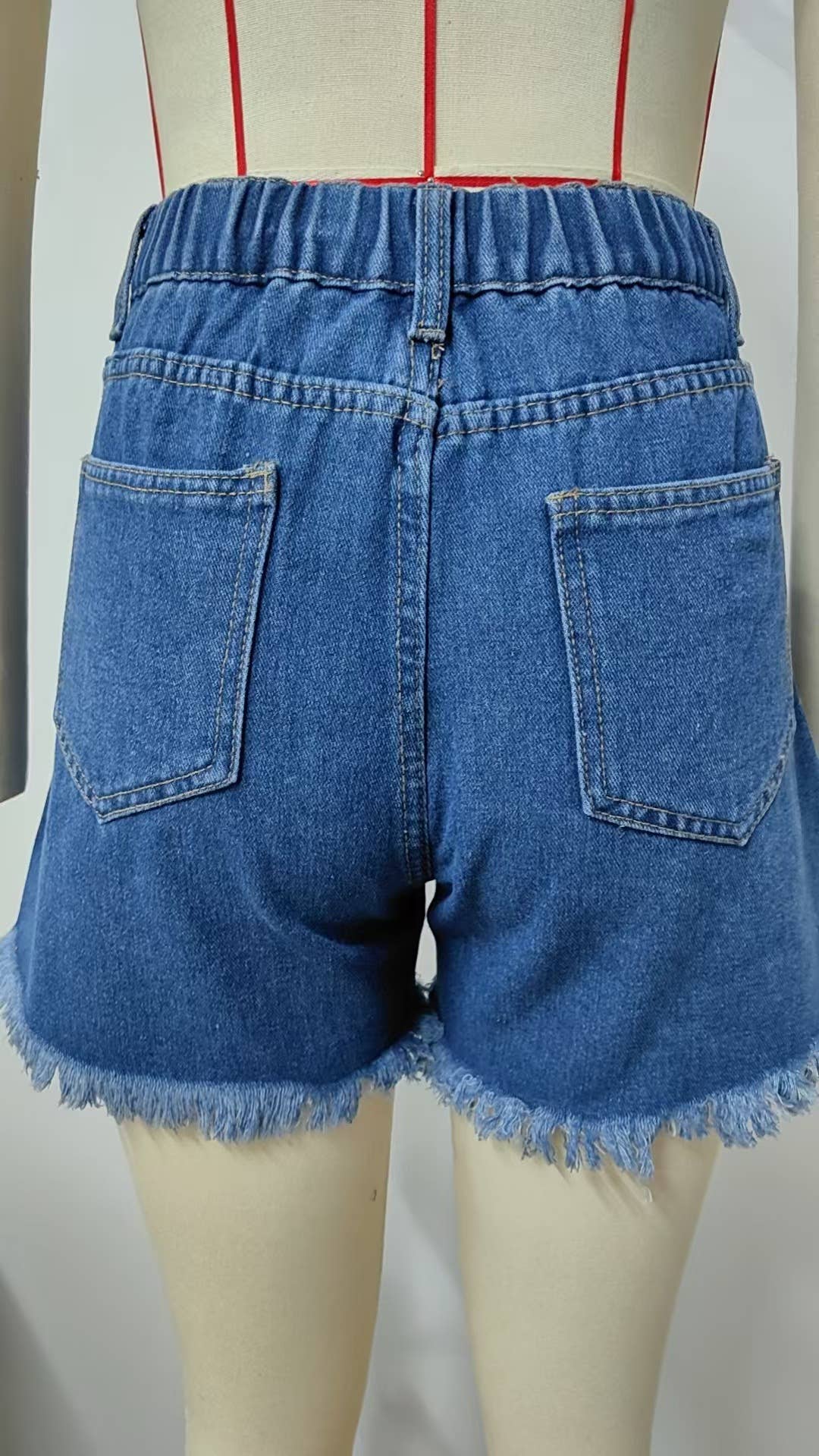 Washed Slim Fit Denim Shorts