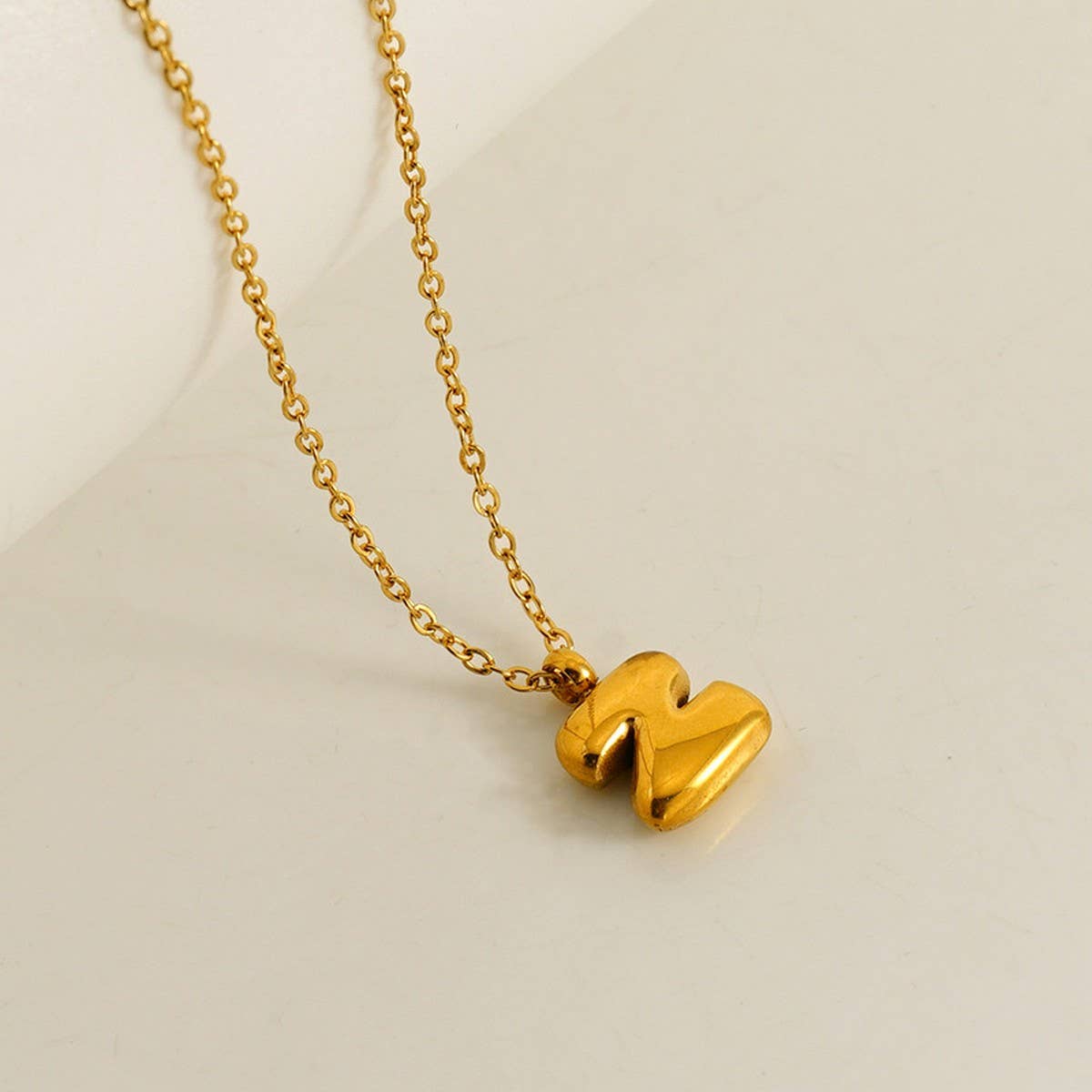 CWAJE1939_Mini Simple Bubble Letter Necklace,Gold