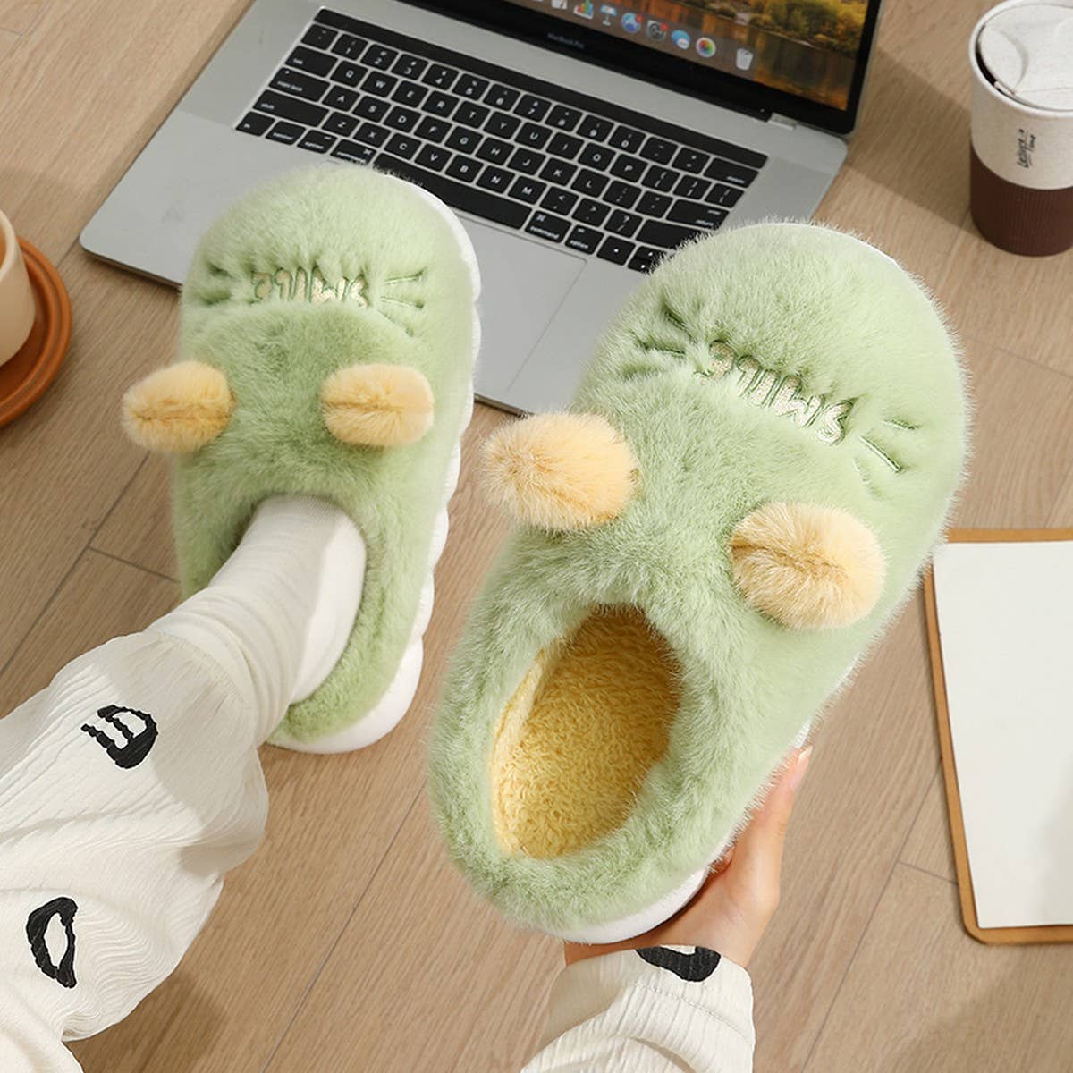CUTE CAT ANIMAL WARM HOUSE SLIPPERS FUZZY SLIPPER