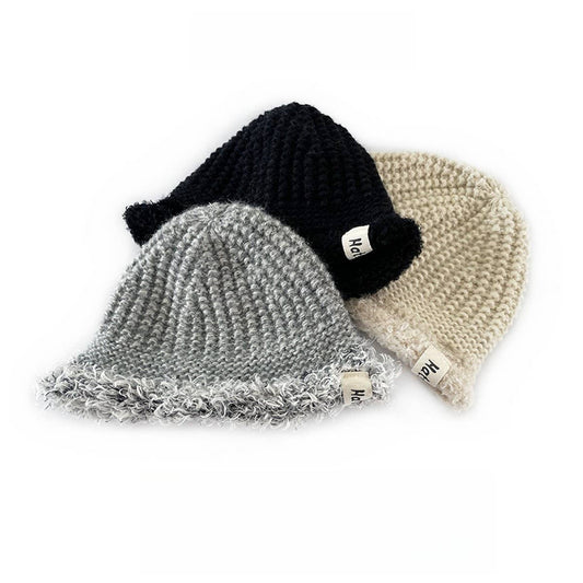 2-6 YEARS OLD PLUSH BRIM BUCKET HAT KNITTED HAT_CWAH2044