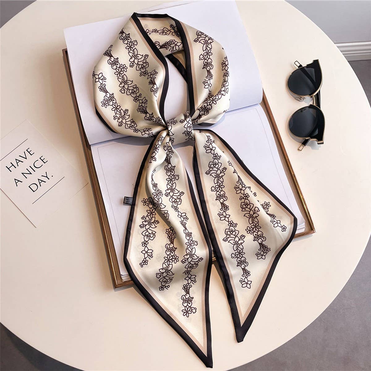 Skinny Silk Scarf for Hair, Neck or Bag Wrap_CWASC1512🎗️