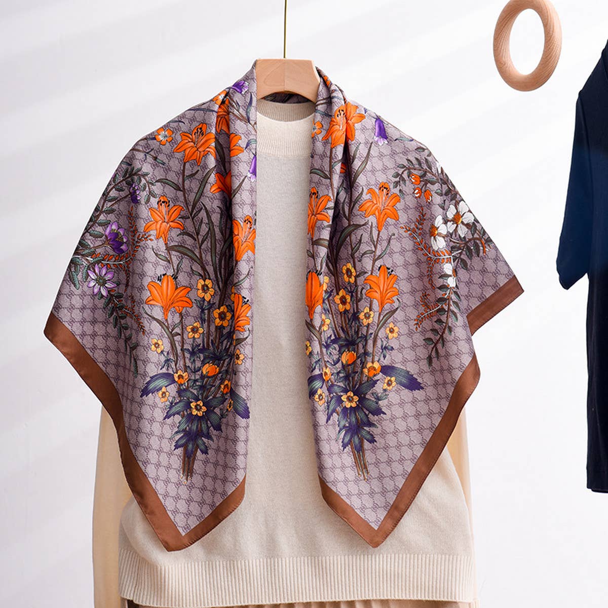 CWASC2402_SPRING AND SUMMER RETRO FLOWER DECORATIVE SCARF