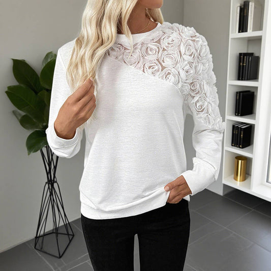 Rose three-dimensional solid color hoodie