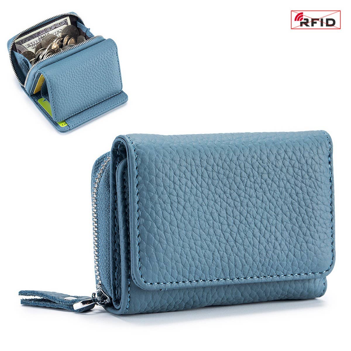 TRIFOLD MINI LARGE CAPACITY LEATHER WALLET_CWAB3703