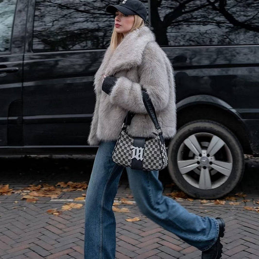 Elegant Faux Fur Jacket Women Winter Short Coat