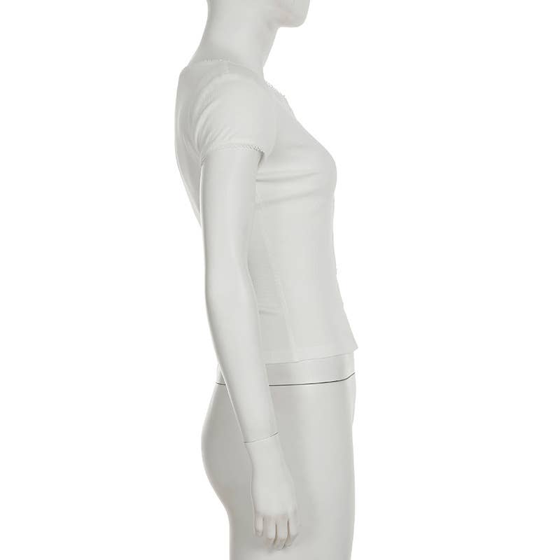 Simple basic solid color short-sleeved T-shirt