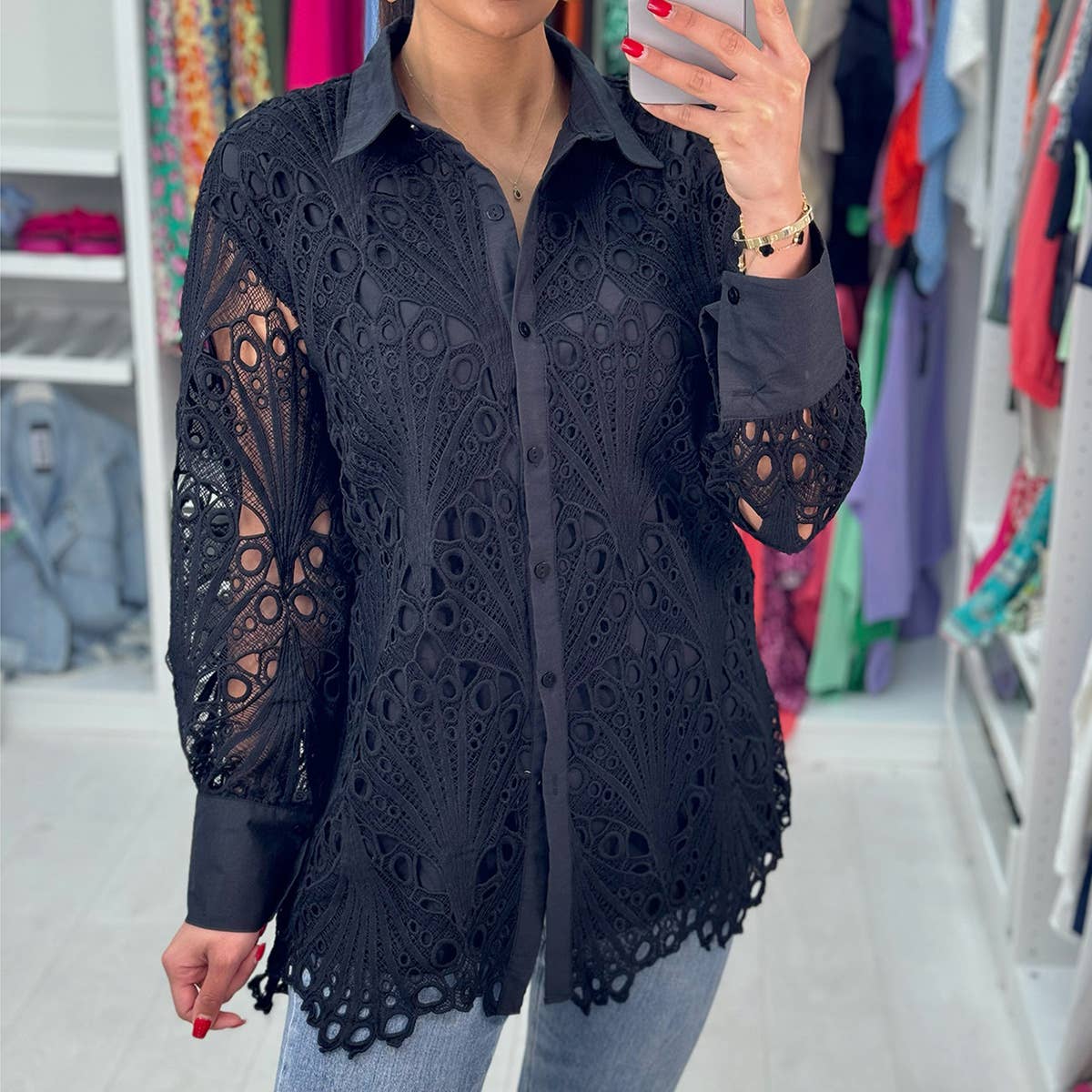 LACE CUTOUT SHIRTS GO WITH COMMUTER SHIRTS