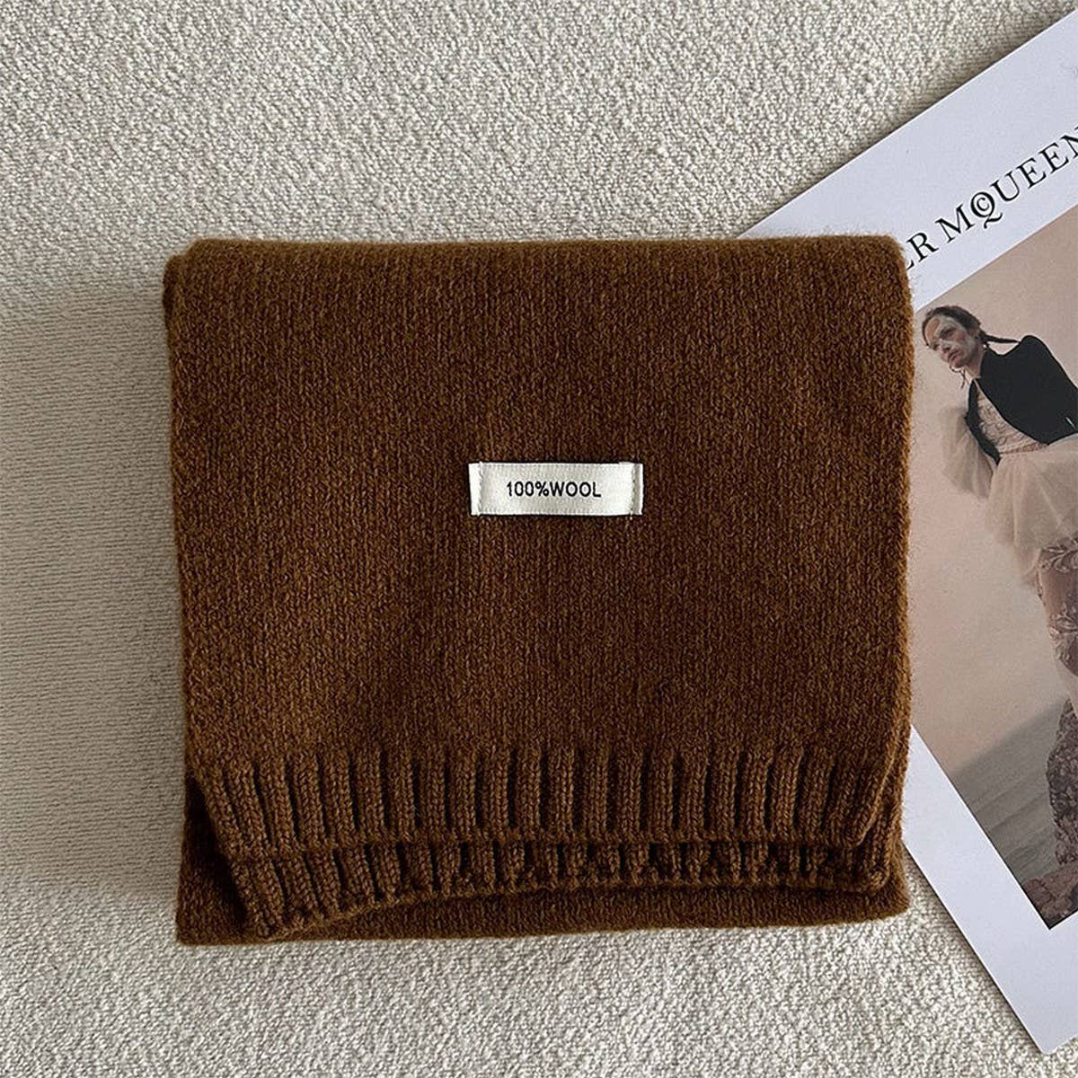 100% Wool Aurora Blue Knit Scarf - Soft & Warm_CWASC2285