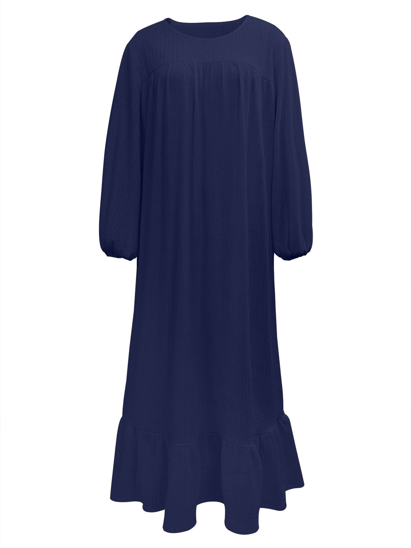 Retro solid-color ruffled hem dress