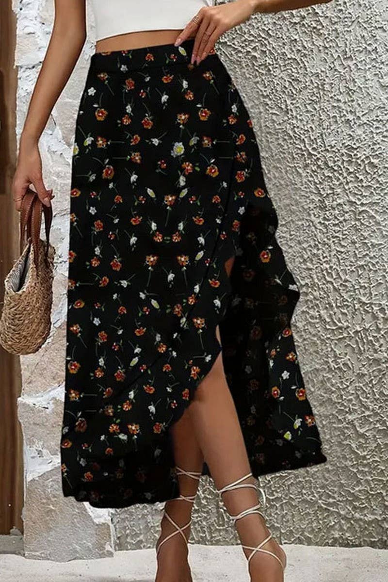 CWBLS0441_SUMMER ROMANTIC AND ELEGANT FLORAL IRREGULAR SKIRT