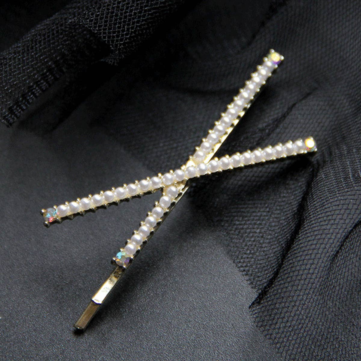 WITH PEARL EDGE CLIP X-SHAPED HAIR CLIP_CWAHA1223