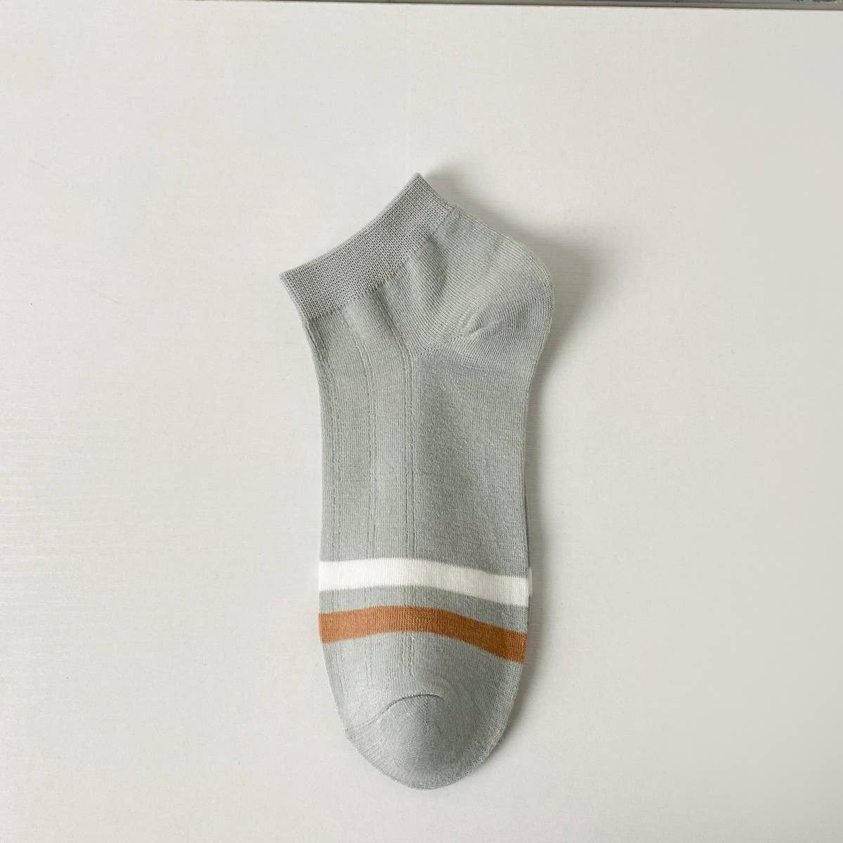 TWO-BAR SOLID COLOR BREATHABLE SOCKS FOR MEN