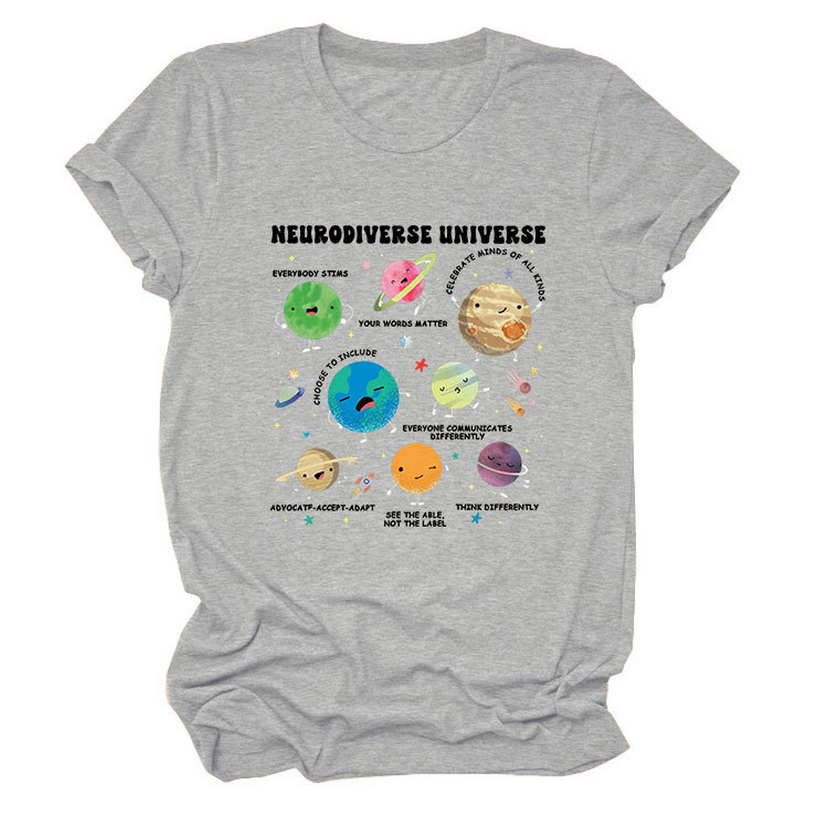Casual Cute Tee ??Neurodiverse Universe Design_CWTTSL0513