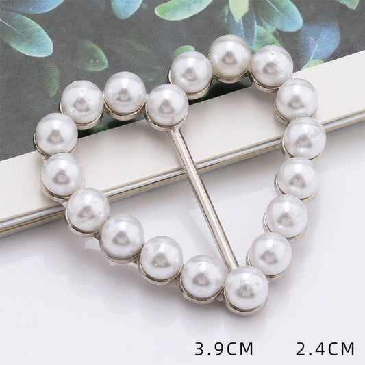 HEART-SHAPED METAL PEARL INLAID SCARF RING