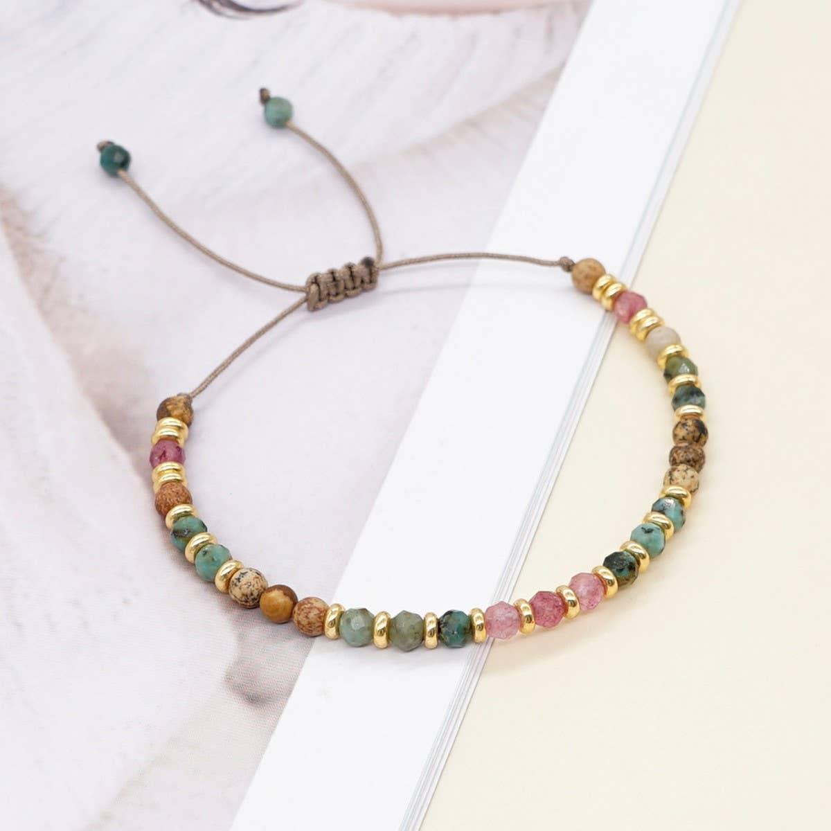 COLORFUL SEMI-PRECIOUS STONEHANDMADE BEADEDBRACELET_CWAB4639