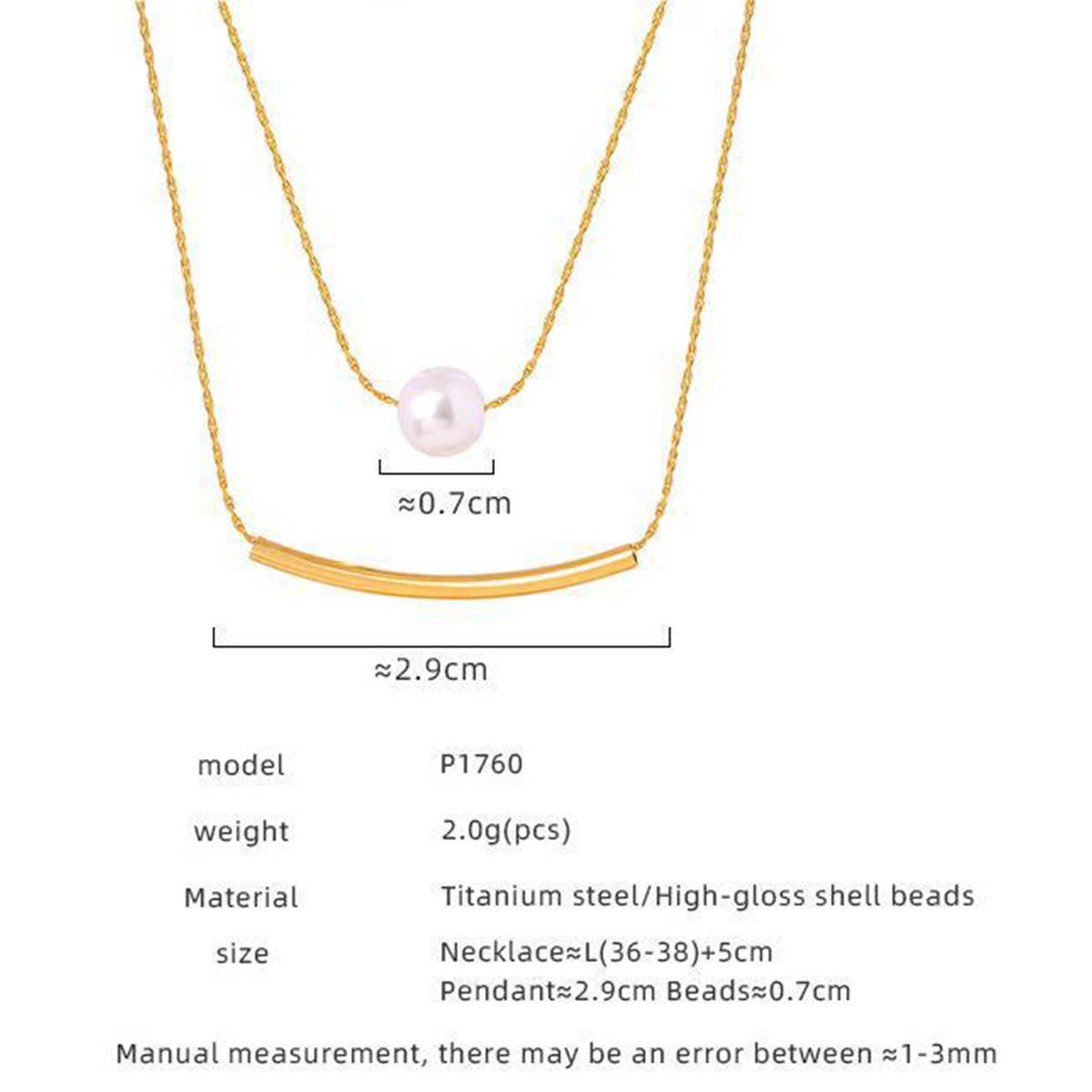 TITANIUM STEEL NECKLACE WITH PEARL PENDANT