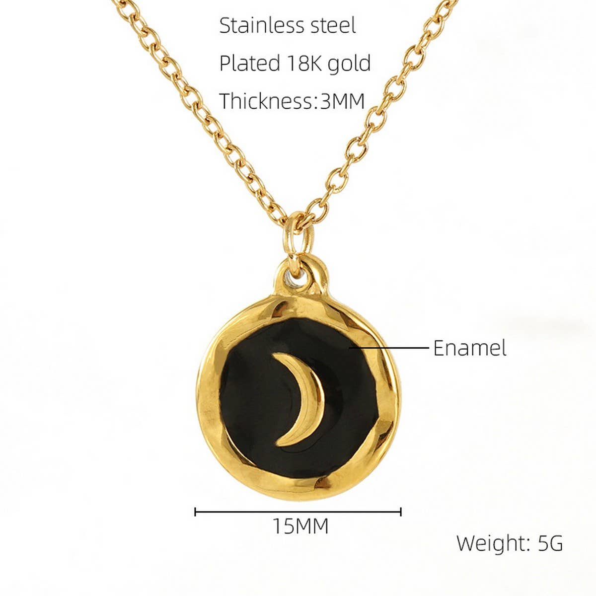 STAINLESS STEEL PLATED 18K GOLD MOON NECKLACE_CWAJE0695