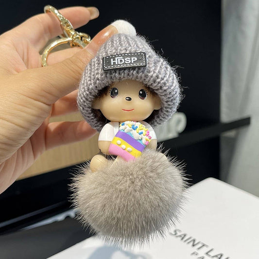 CUTE CARTOON MONCHHICHI CAR KEYCHAIN PENDANT