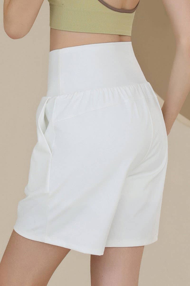 CWBSP0382_SOLID COLOR LOOSE YOGA SPORTS SHORTS