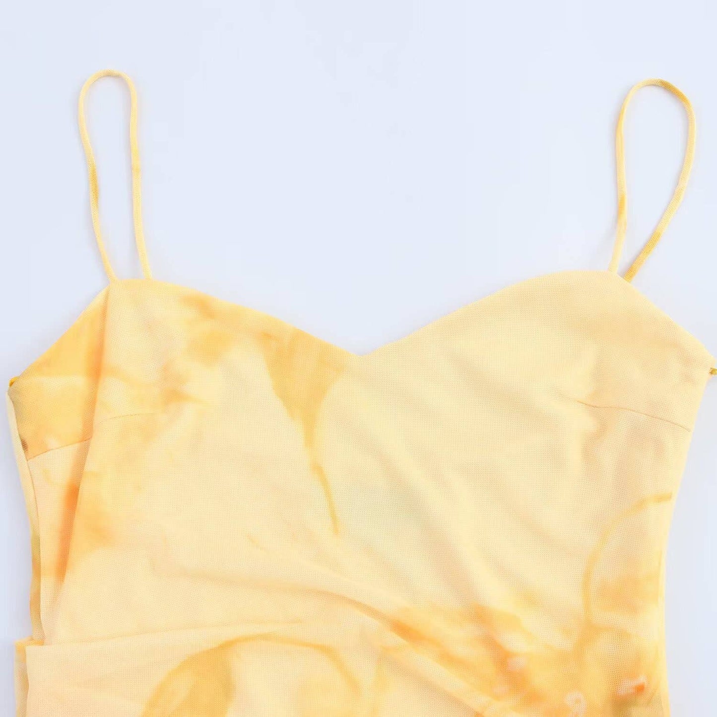 Sexy slimming printed silk mesh long dress