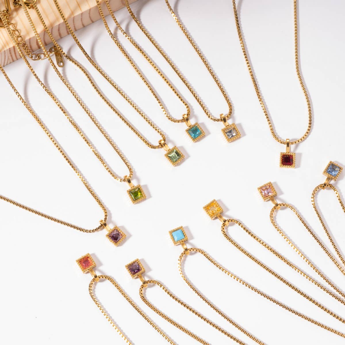 Personalized Steel Monthly Star Stone Necklace_CWMM8844