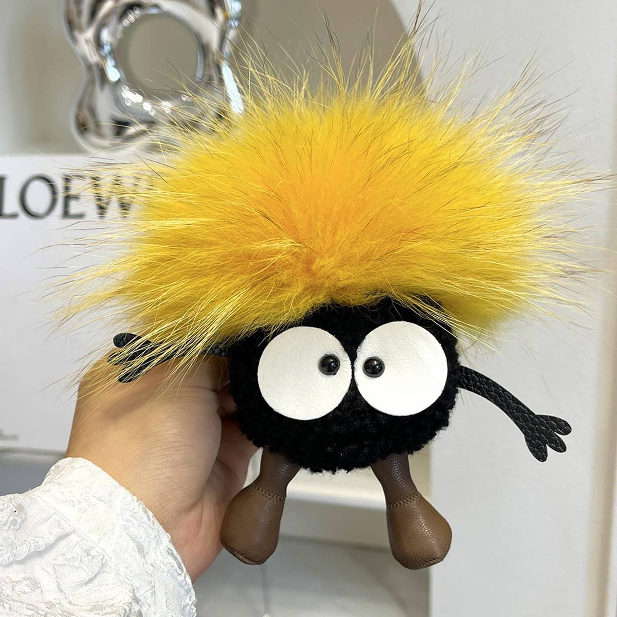 CUTE WOOL BRIQUETTES CAR KEYCHAIN BAG PENDANT