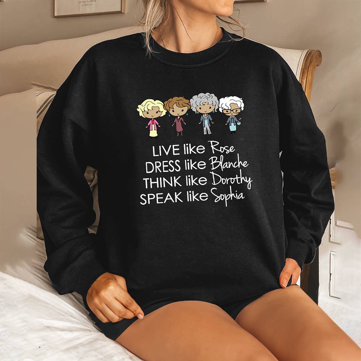 live like letter cartoon printed loose hoodie