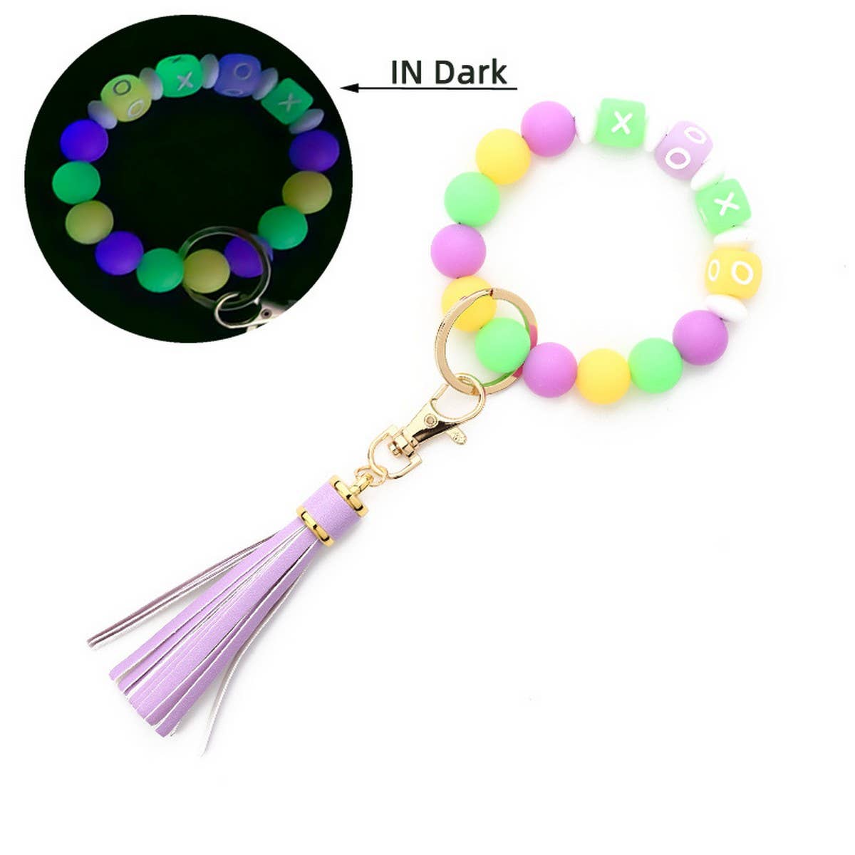 Glow-in-the-Dark Wristband with Tassel Keychain