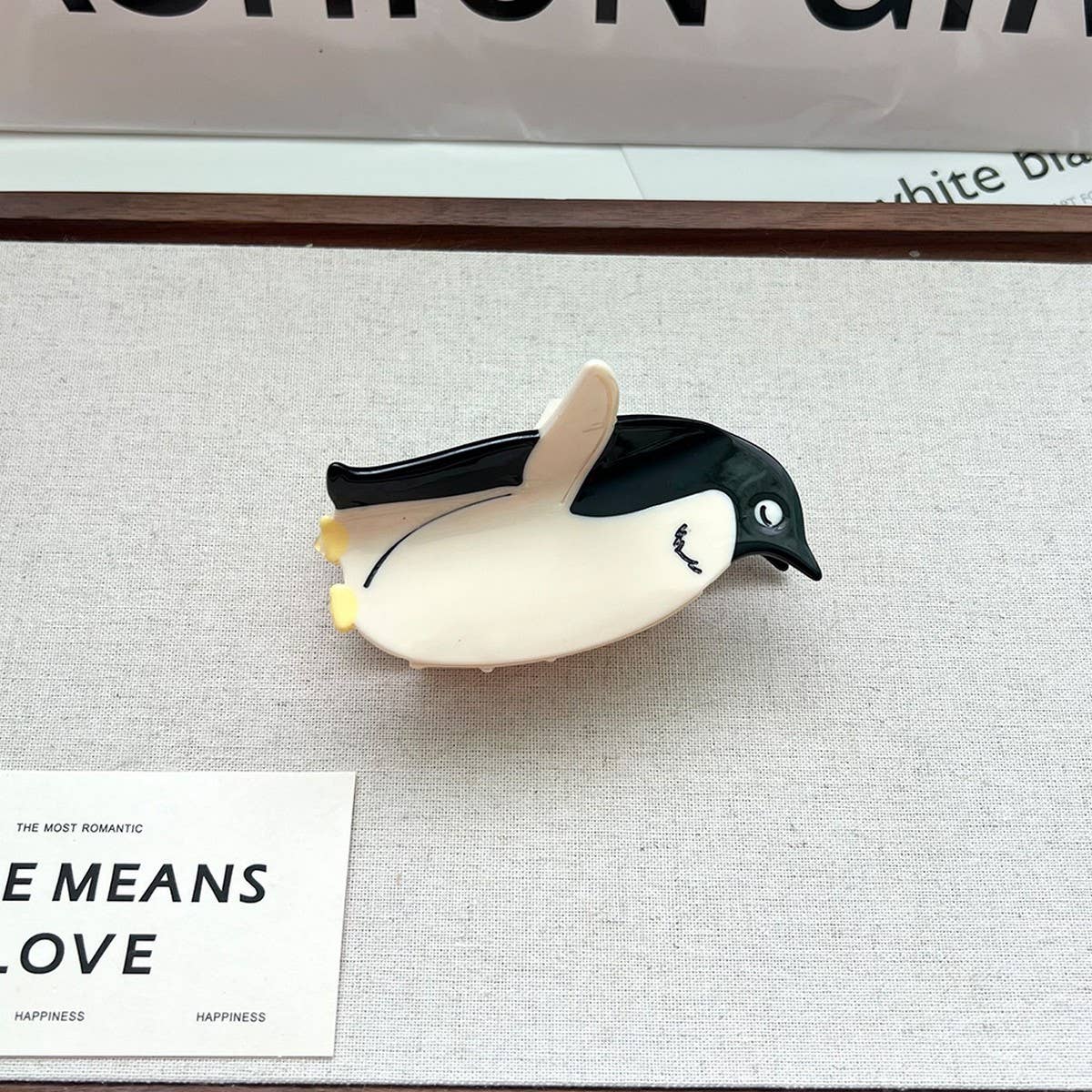 Cute Penguin Acetate Shark Hair Claw Clip