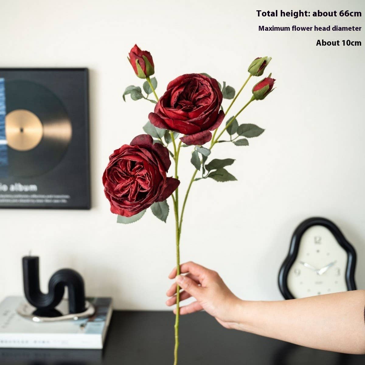 Multi-Head Burnt Edge Austin Rose Faux Bouquet
