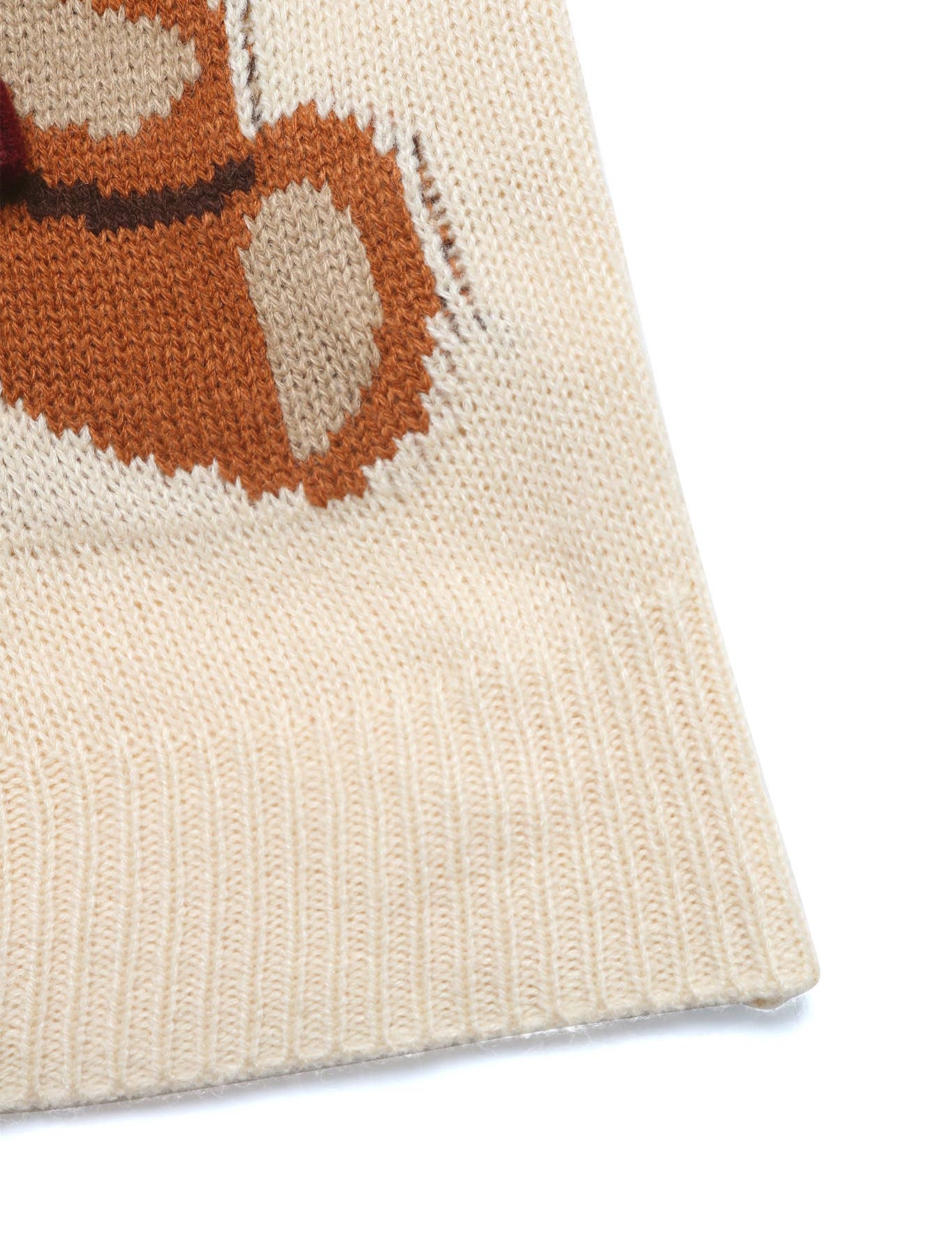 Simple bear jacquard knitted cardigan