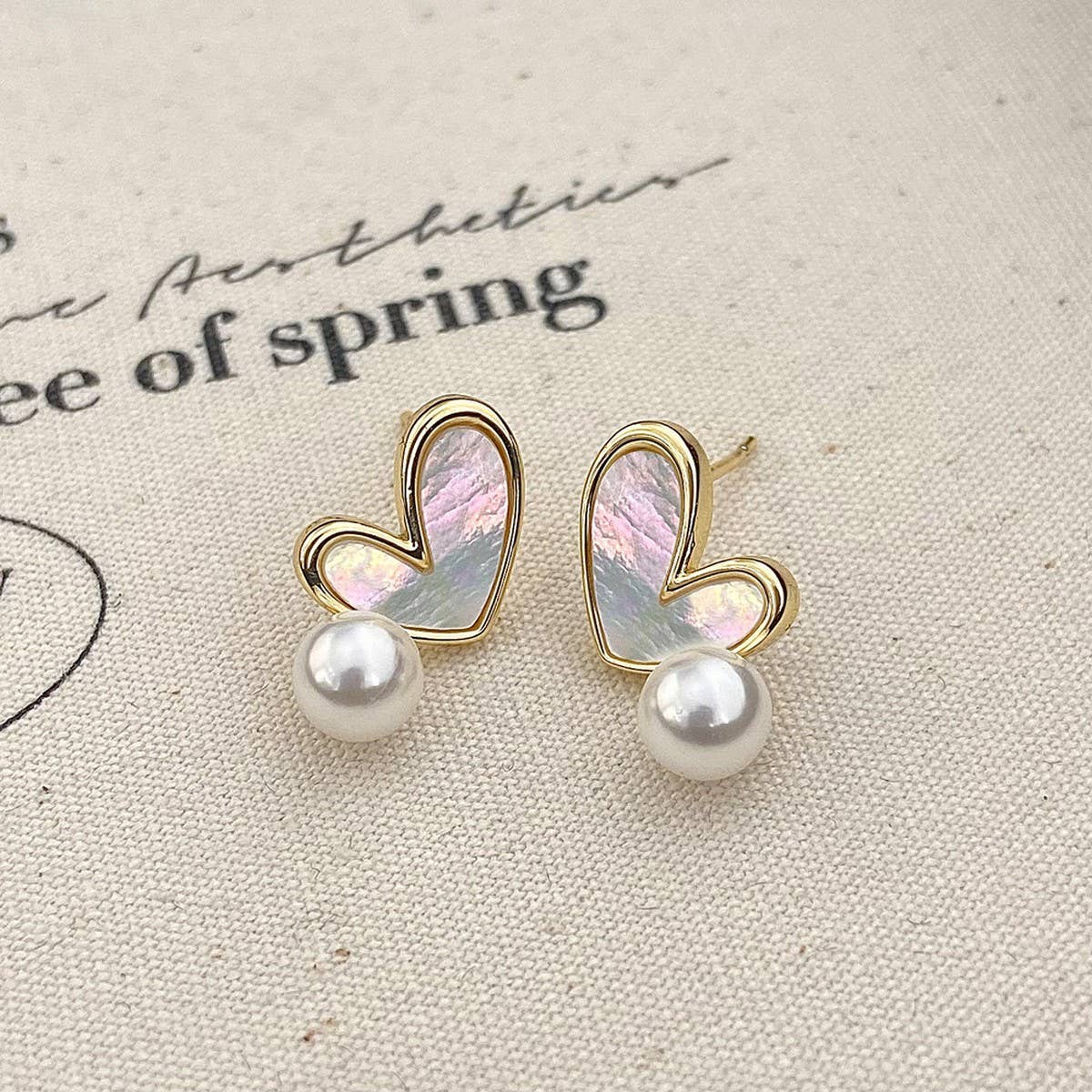 VALENTINE'S DAY SIMPLE HEART SHELL PEARL EARRINGS