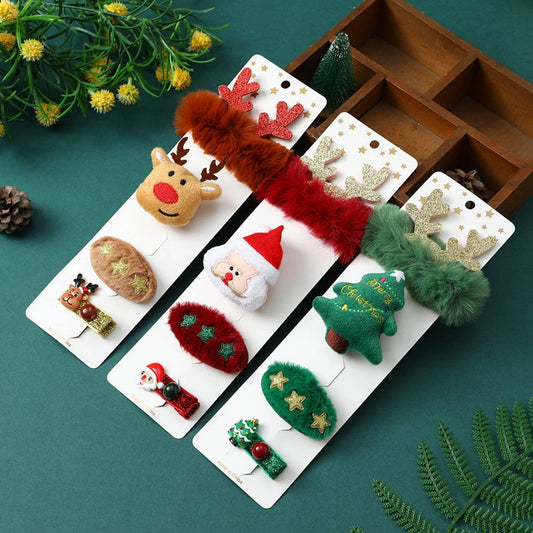 CREATIVE OLD MAN ELK CHRISTMAS TREE HAIR CLIP SET