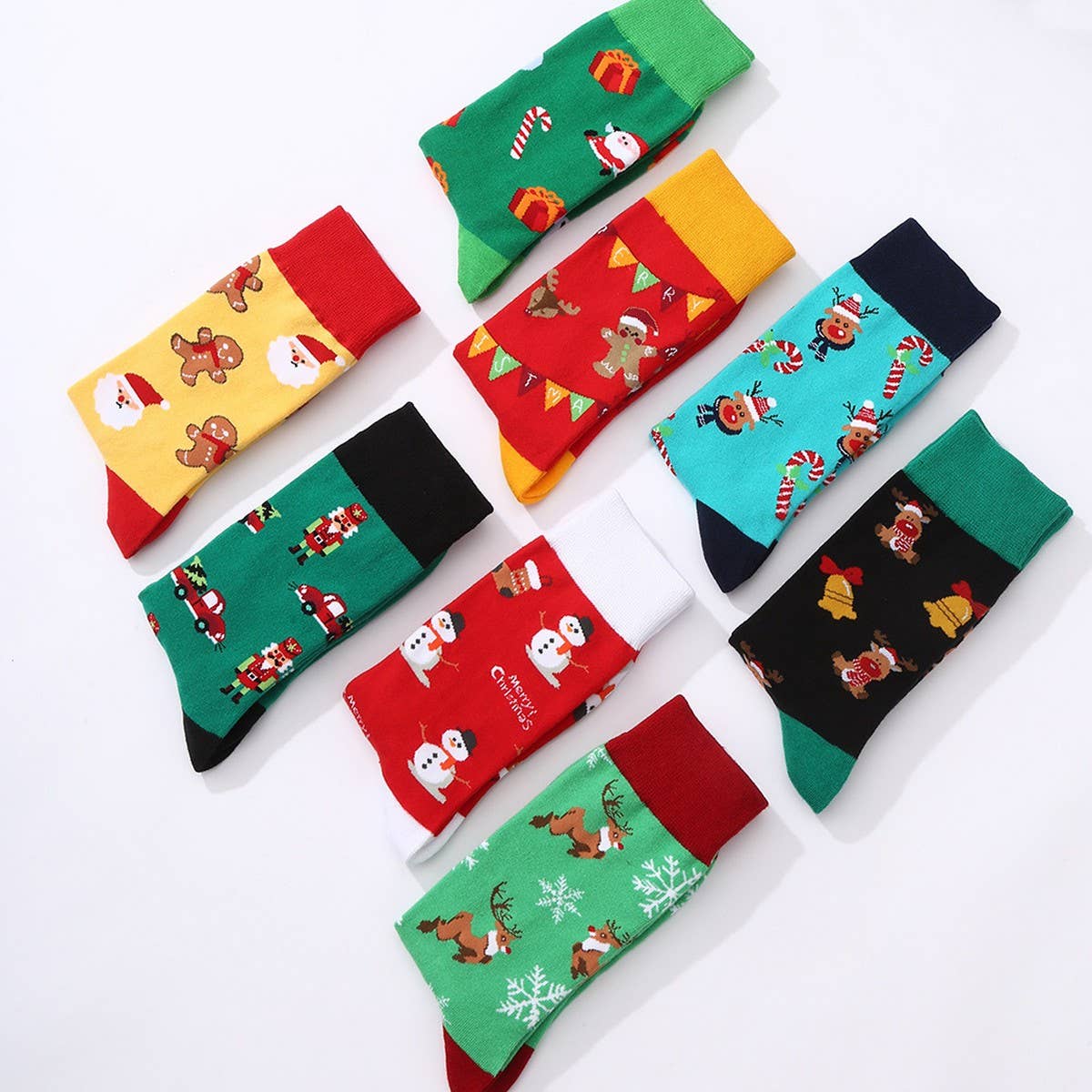 CHRISTMAS ELK SNOWMAN MIDDLE TUBE COTTON SOCKS
