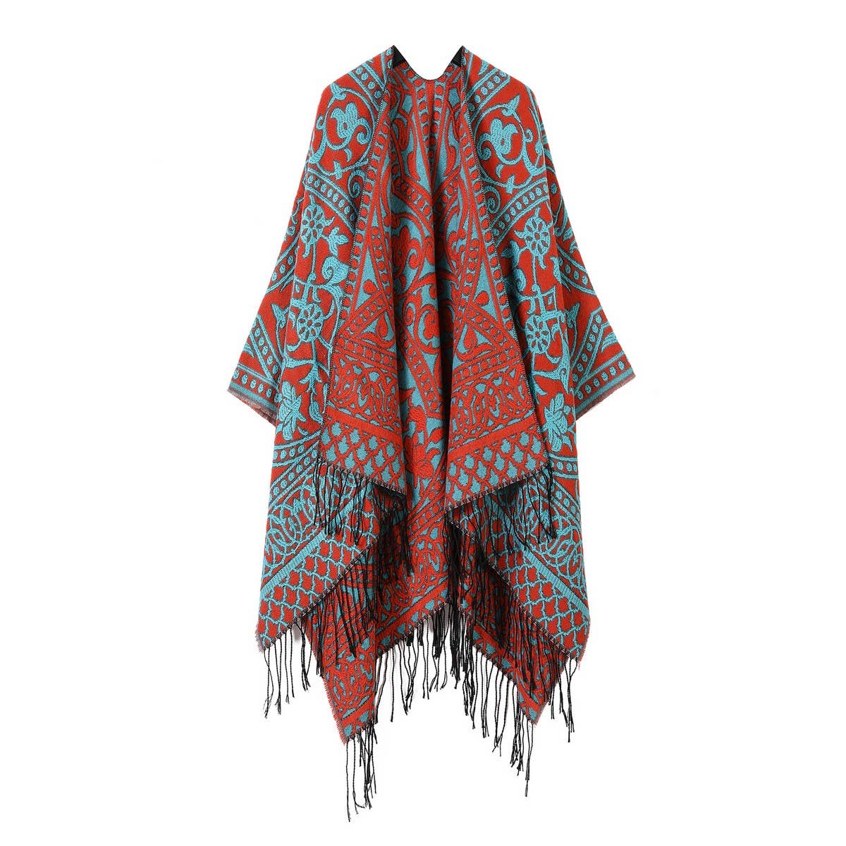 WARM FAUX CASHMERE TASSEL SCARF CAPE SHAWL