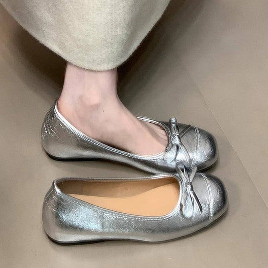 Vintage Bow Mary Jane Ballet Shoes for Women