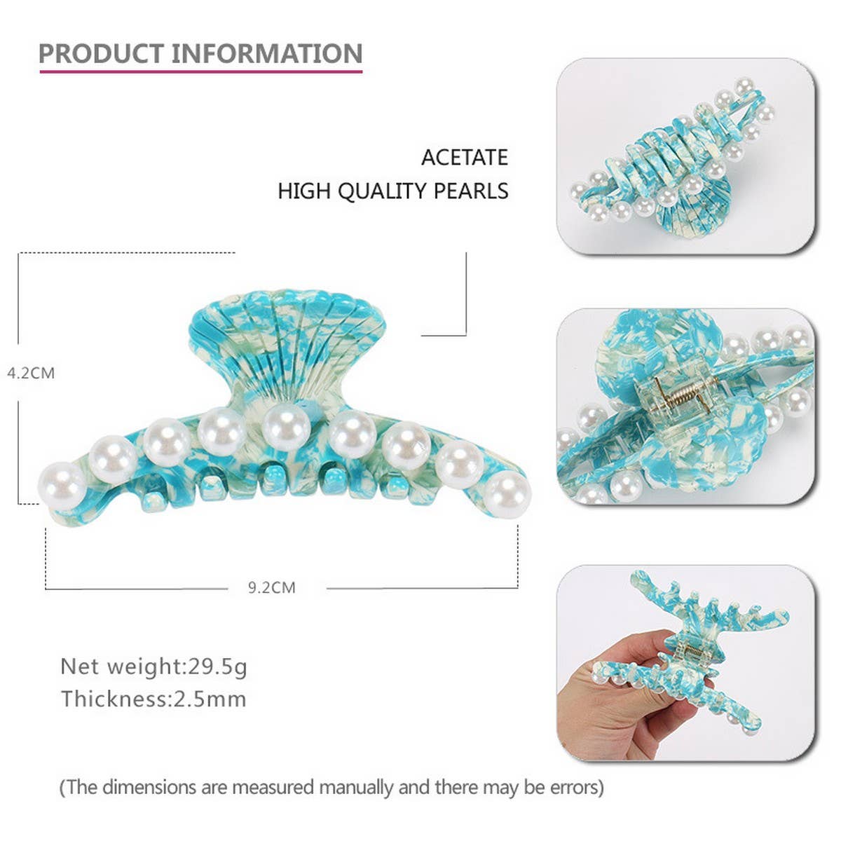 ACETATE SHELL DIAMOND GRAB CLIP SHARK CLIP_CWAHA4420