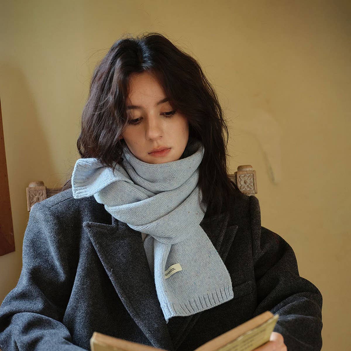 Wool Knit Narrow Scarf - Warm Winter Neck Scarf_CWASC2279