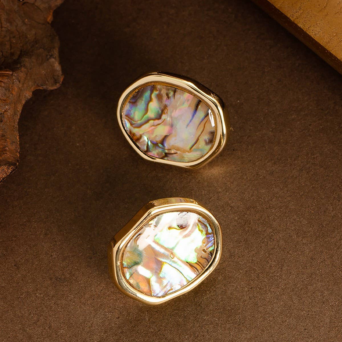 IRREGULAR ABALONE GEOMETRIC EARRINGS