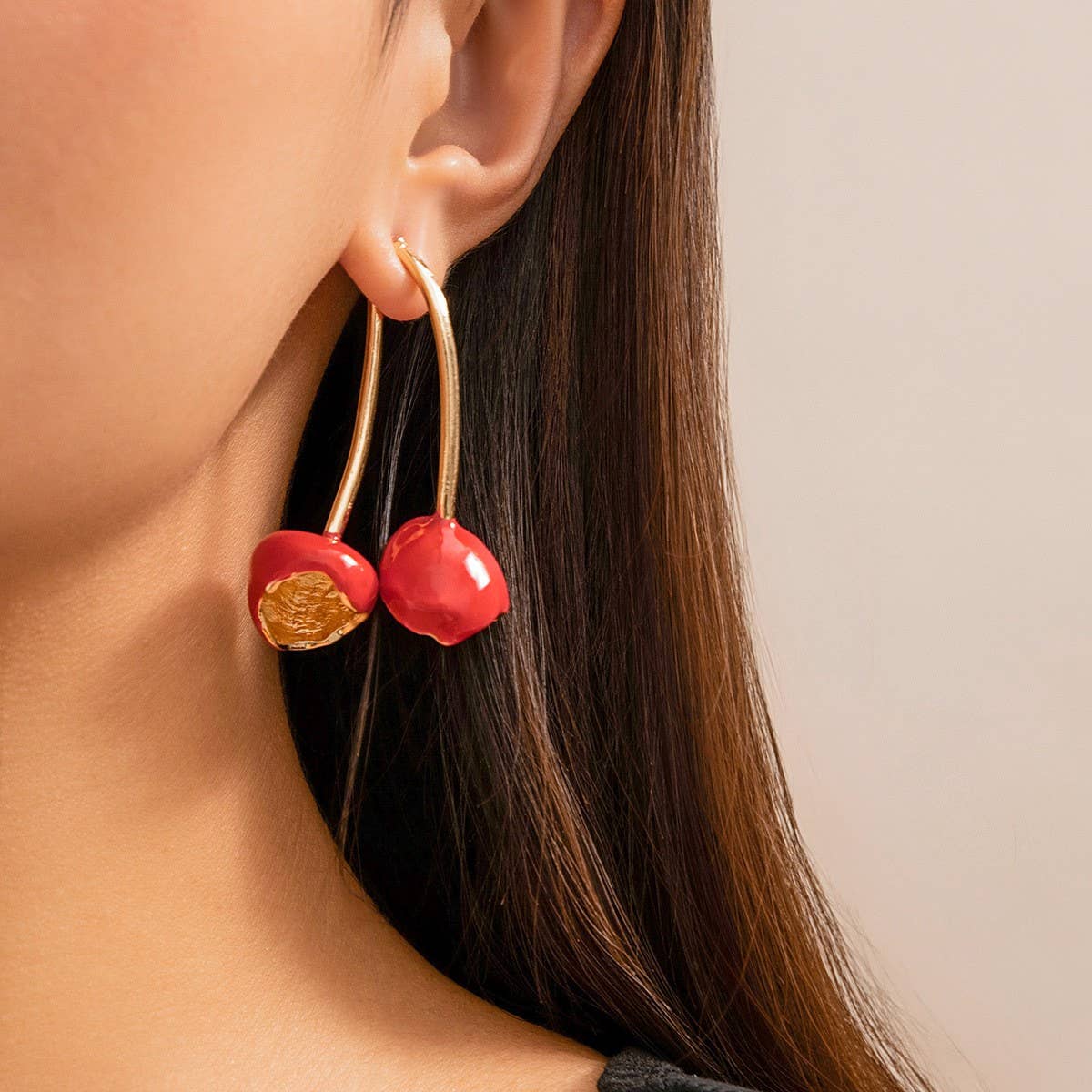 SWEET DOPAMINE ALLOY CHERRY FLOWER EARRINGS