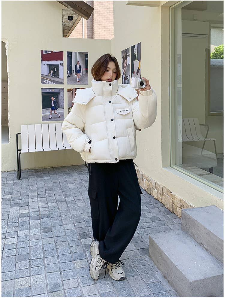 Large pocket paragraph hooded cotton jacket